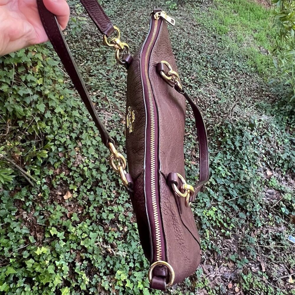 COACH Mini Kelsey Satchel Bag Purple Oxblood Leather w Gold Hardware AUTHENTIC - Picture 7 of 11